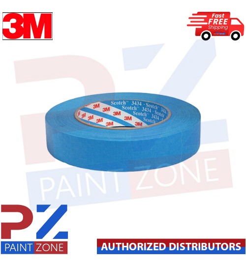 3M 3434 QTY ROLL Blue MASKING TAPE 07895 Water & Solvent Resistant 18MM X 50M
